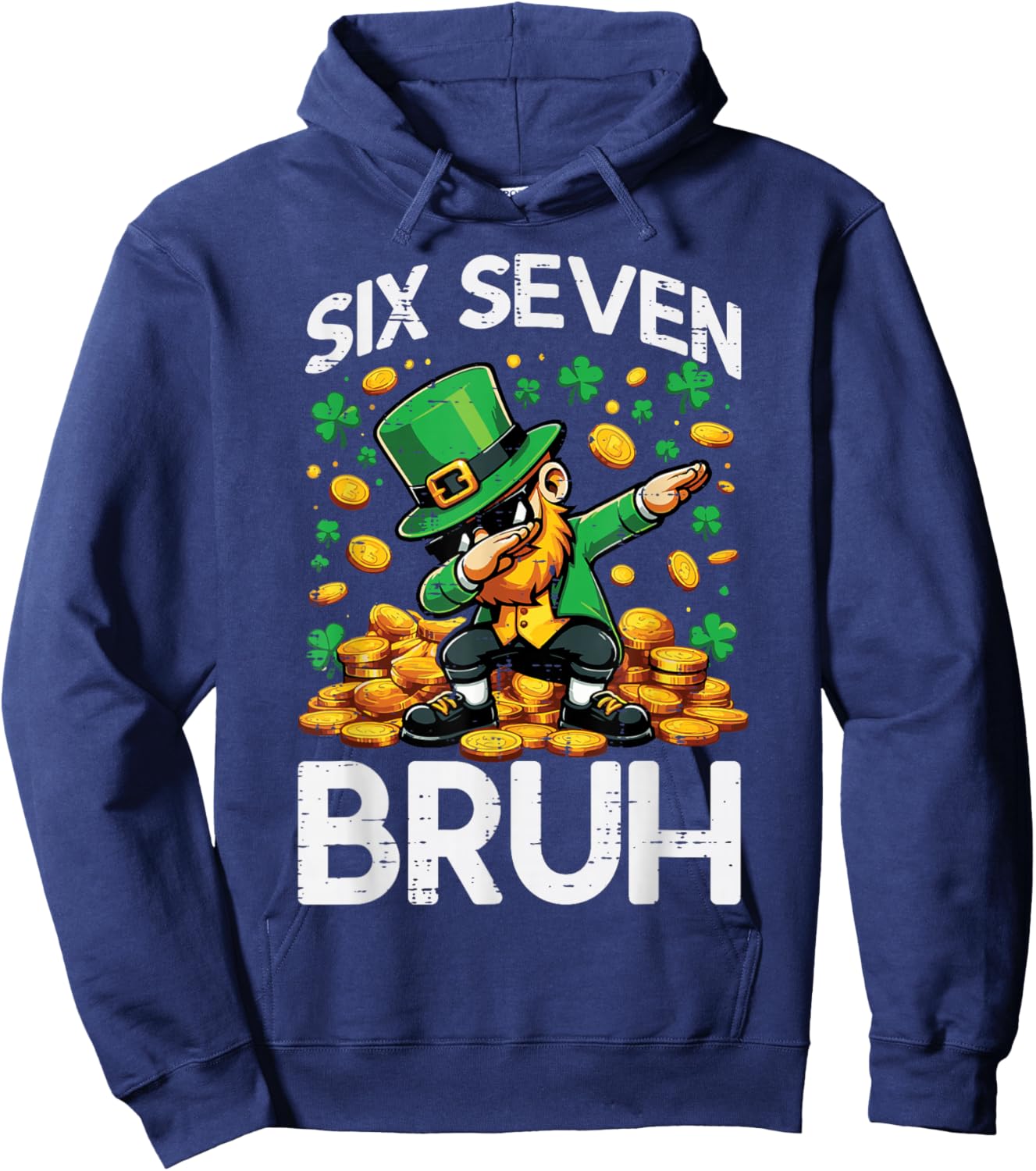 6 7 St Patricks Day Six Seven Bruh Leprechaun 67 Kids Youth Hoodie - Hoodie | Navy