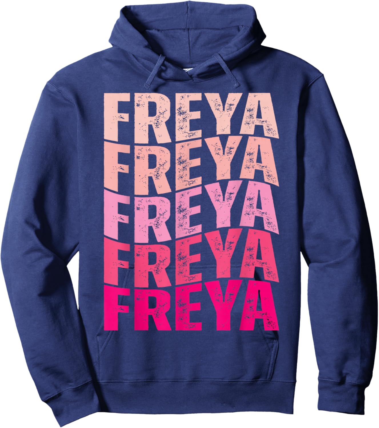 Vintage Freya Personalized Name I Love Freya 80's Groovy Hoodie - Hoodie | Navy
