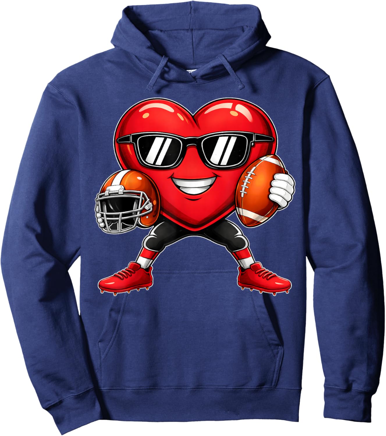 Funny Valentine Heart Football Boy Kid Hoodie - Hoodie | Navy