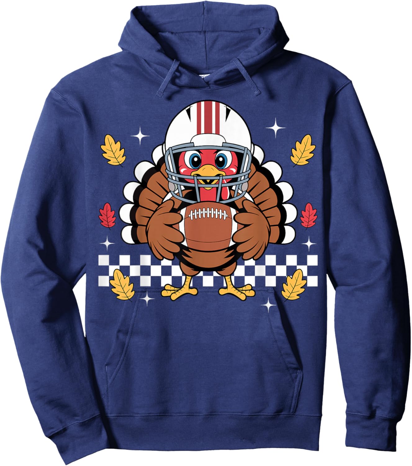 Retro Thanksgiving Turkey Football Toddler Boys Kids Hoodie - Hoodie | Navy
