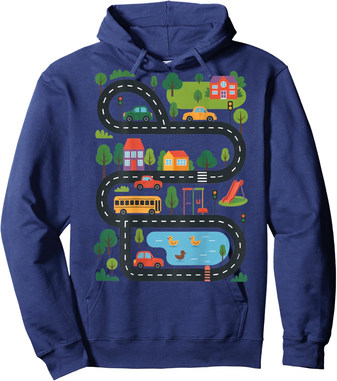 (On Back) Tired Dads Club Car Race Track On Dad Daddy Hoodie - Hoodie | Navy