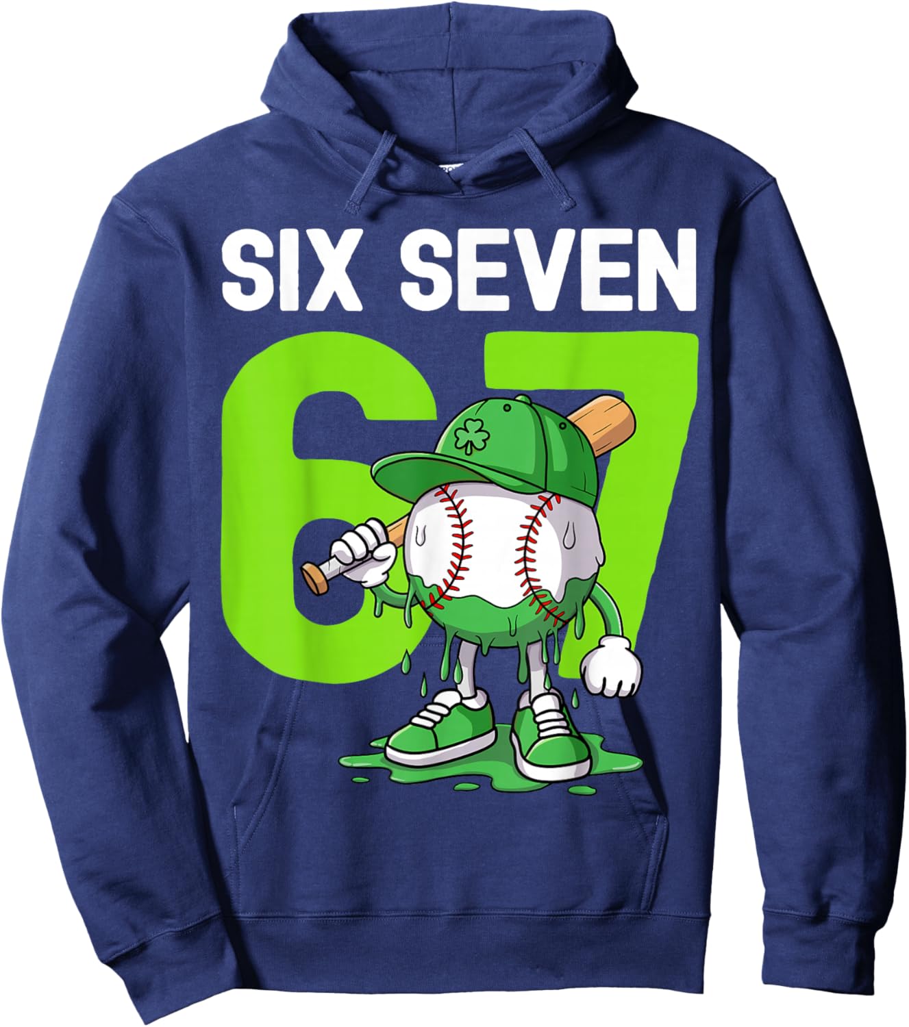 Boys St Patricks Day 67 Six Seven Baseball Ice Cream Drip Hoodie - Hoodie | Navy