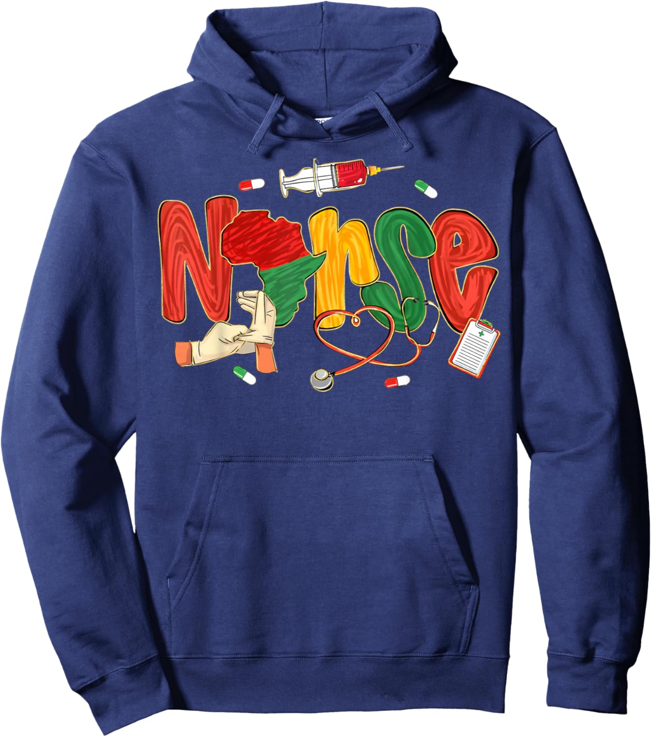 Nurse Black History Black Nurse African Juneteenth Hoodie - Hoodie | Navy