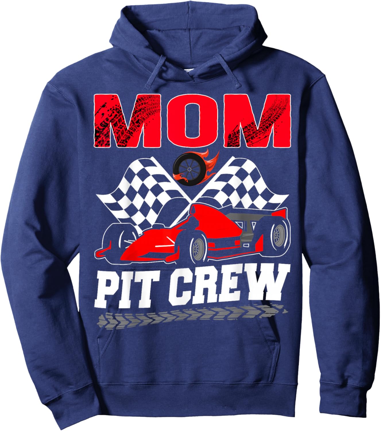 Mom Pit Crew Racing Family Race Car Birthday Boy Hoodie - Hoodie | Navy