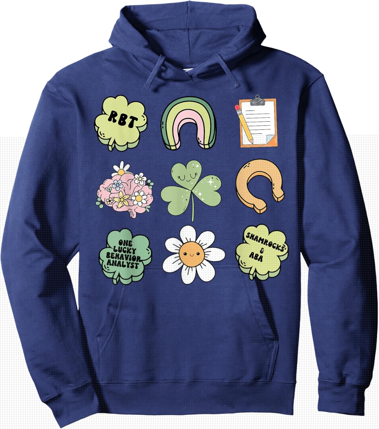Behavior Analyst St Patty's Day Shamrock ABA RBT Therapist Hoodie - Hoodie | Navy