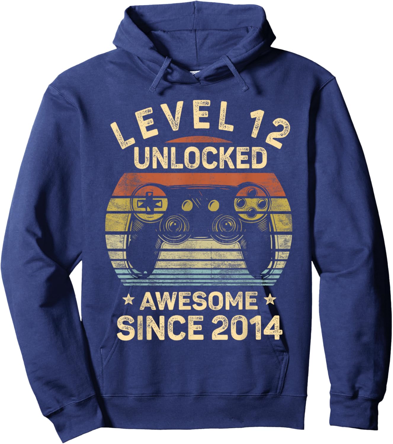 Level 12 Unlocked Awesome Since 2014 12th Birthday Gaming Hoodie - Hoodie | Navy