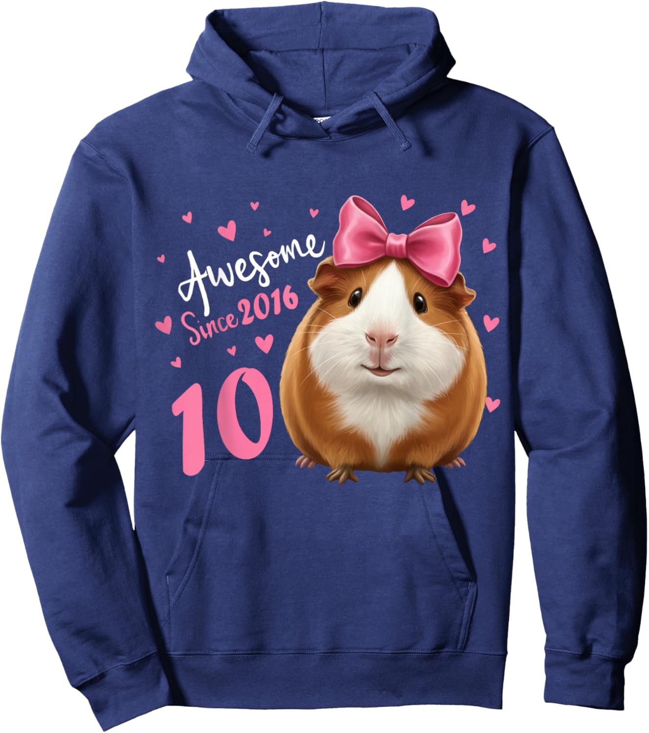 Girls 10 Years Old Guinea Pig Birthday for Girls 10th Bday Hoodie - Hoodie | Navy