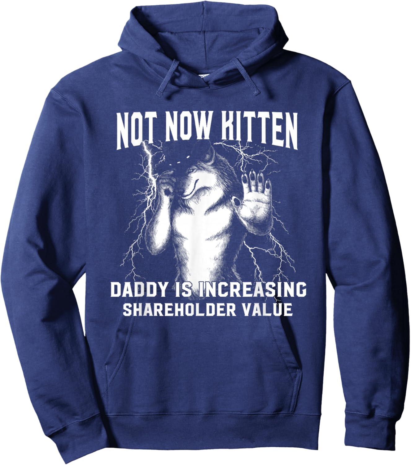 Alpha Meme Not Now Kitten Daddy Increasing Shareholder Value Hoodie - Hoodie | Navy