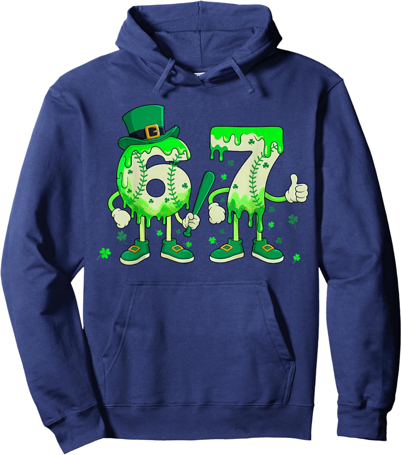 67 St Patricks Day Six Seven Meme 67 Baseball Drip Boys Kids Hoodie - Hoodie | Navy