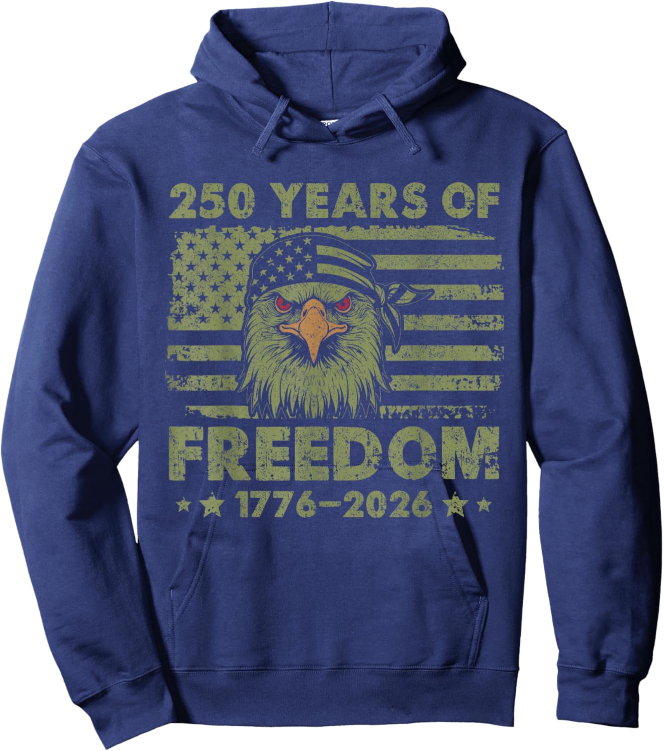 250 Years 1776-2026 250th Birthday Eagle Liberty Hoodie - Hoodie | Navy
