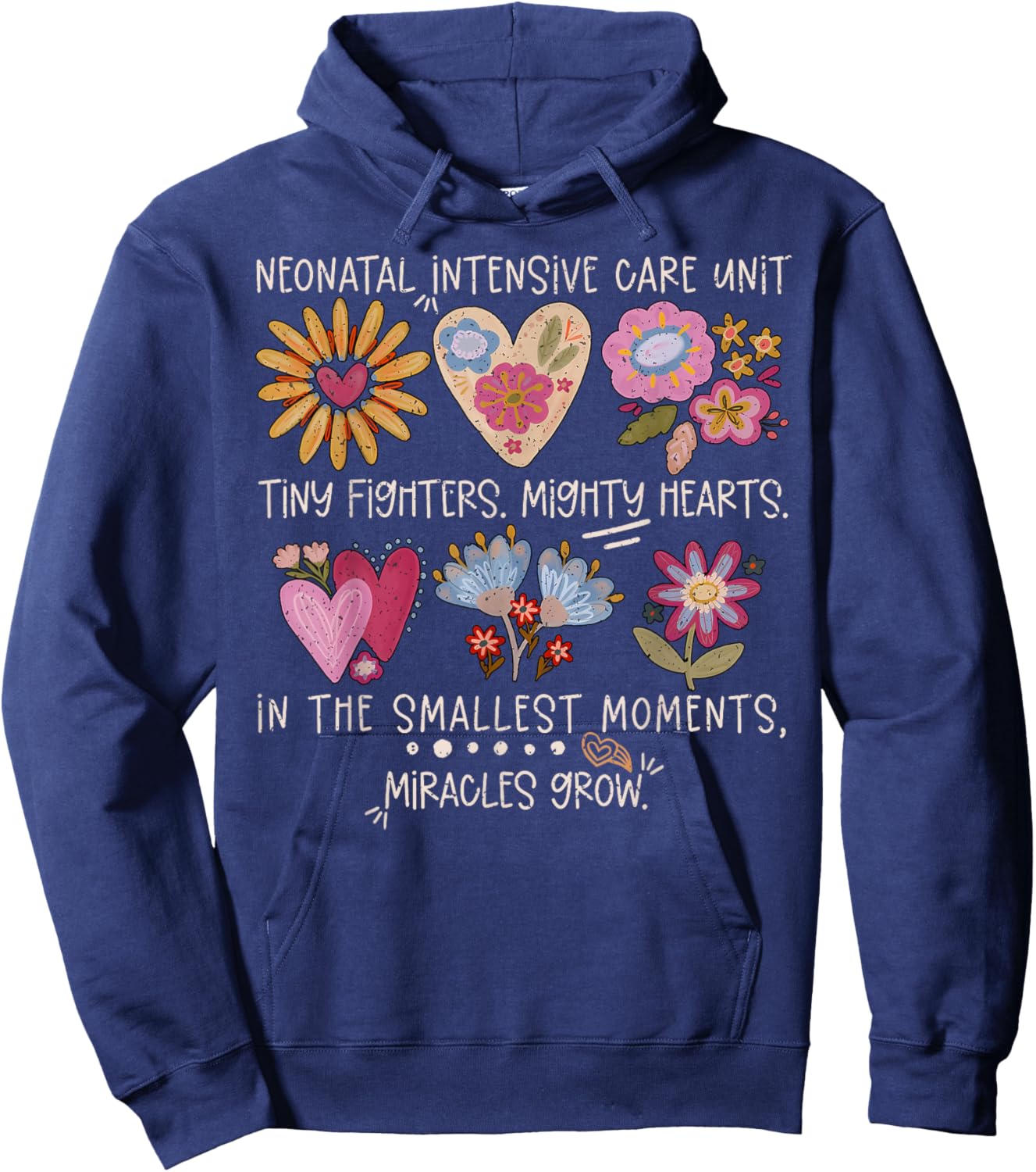 Boho Floral NICU Nurse Neonatal Intensive Care Unit Nursing Hoodie - Hoodie | Navy