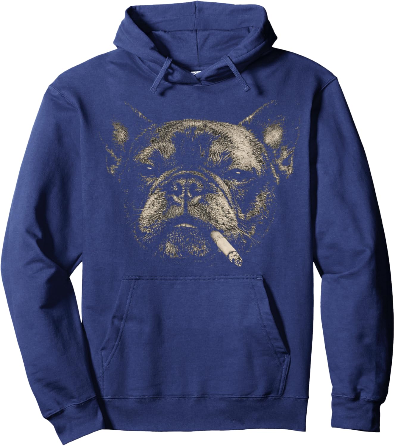 Funny Smoking French Bulldog Vintage Y2K Grunge Dog Graphic Hoodie - Hoodie | Navy