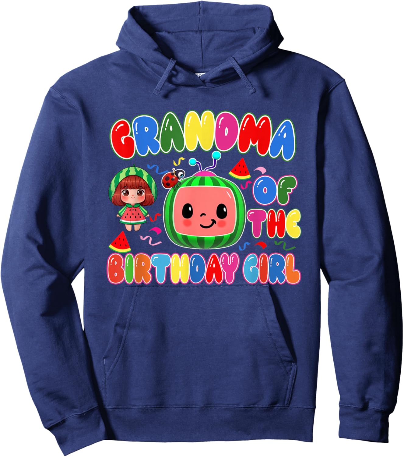 Grandma of The Birthday Girl Melon Family Matching Funny Hoodie - Hoodie | Navy