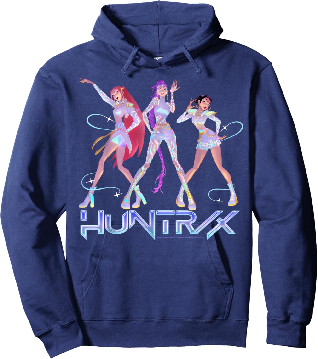 Kpop Demon Hunters Huntrix Mira Rumi and Zoey Pose & Shine Hoodie - Hoodie | Navy