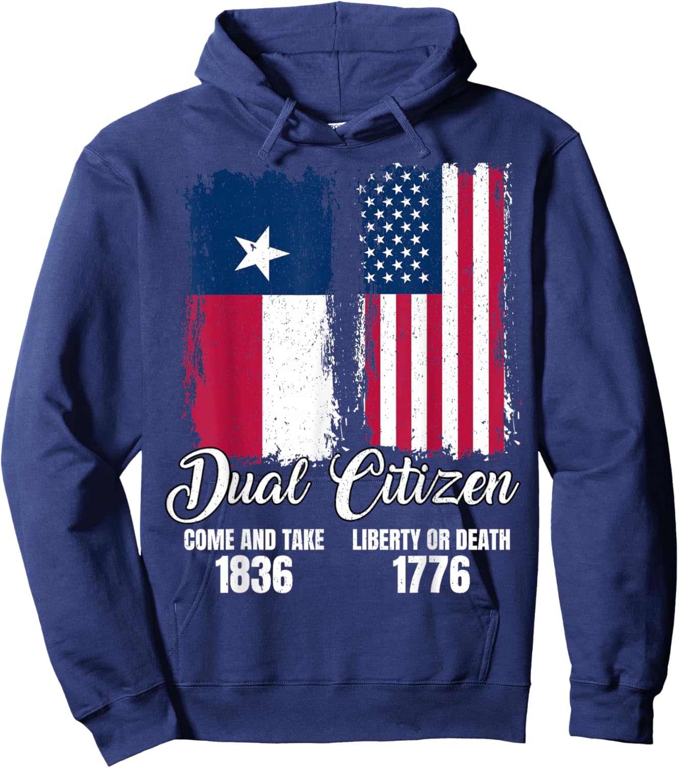 Texas Independence Day Dual Citizen Texan & American Flag Hoodie - Hoodie | Navy