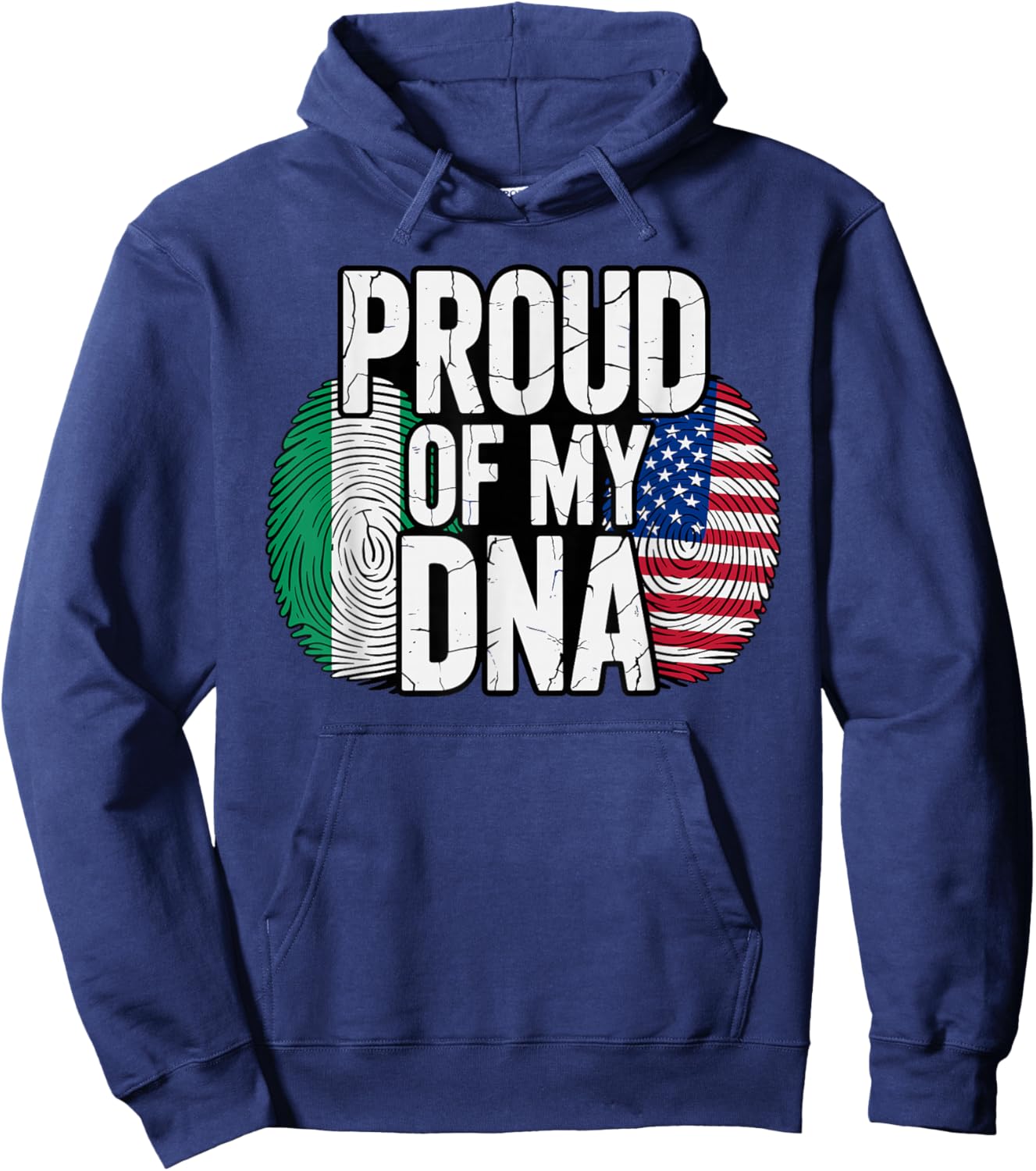 Proud of My DNA Half American Nigerian Roots Nigeria USA Hoodie - Hoodie | Navy