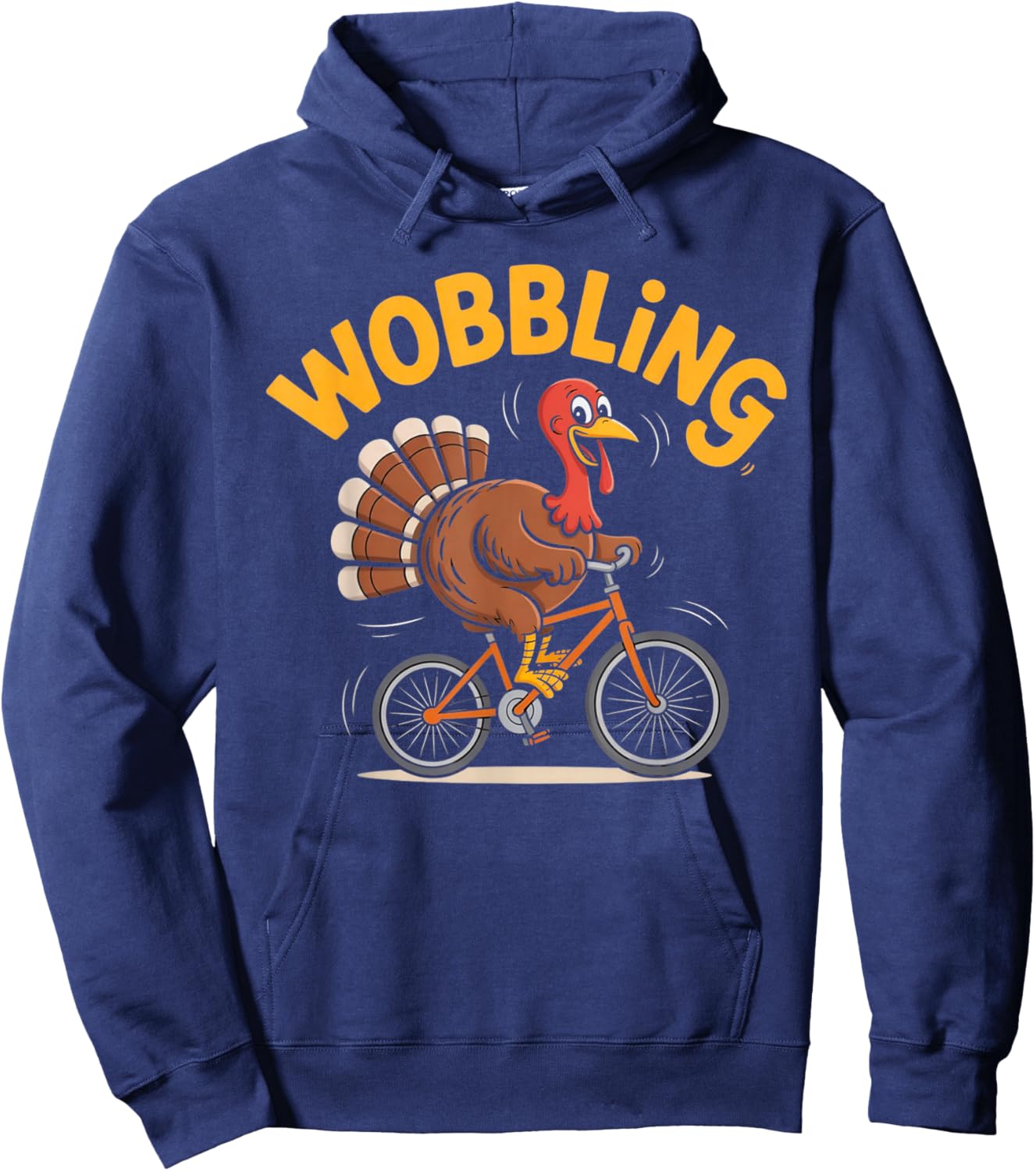 Turkey Riding Bike Funny Thanksgiving Hoodie - Hoodie | Navy