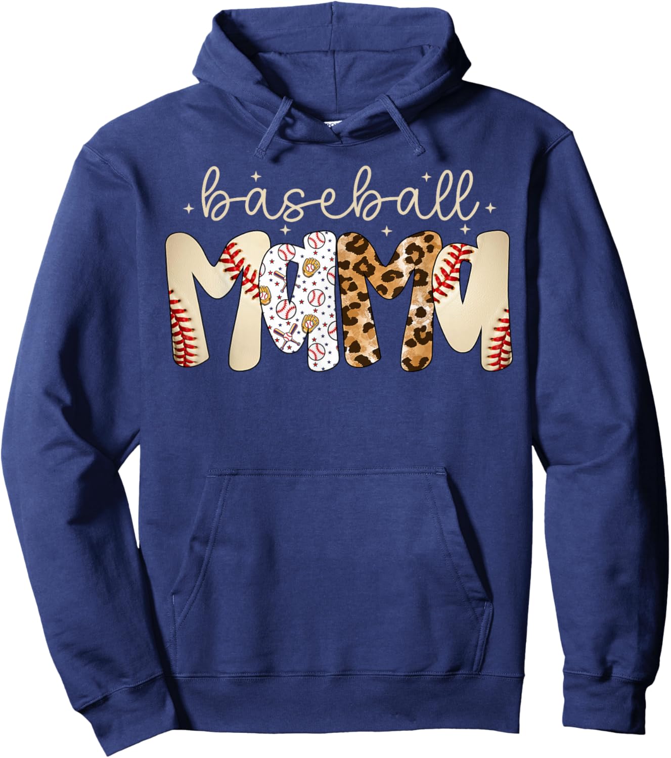 Baseball Mama Leopard Baseball Mom Mother's Day Hoodie - Hoodie | Navy