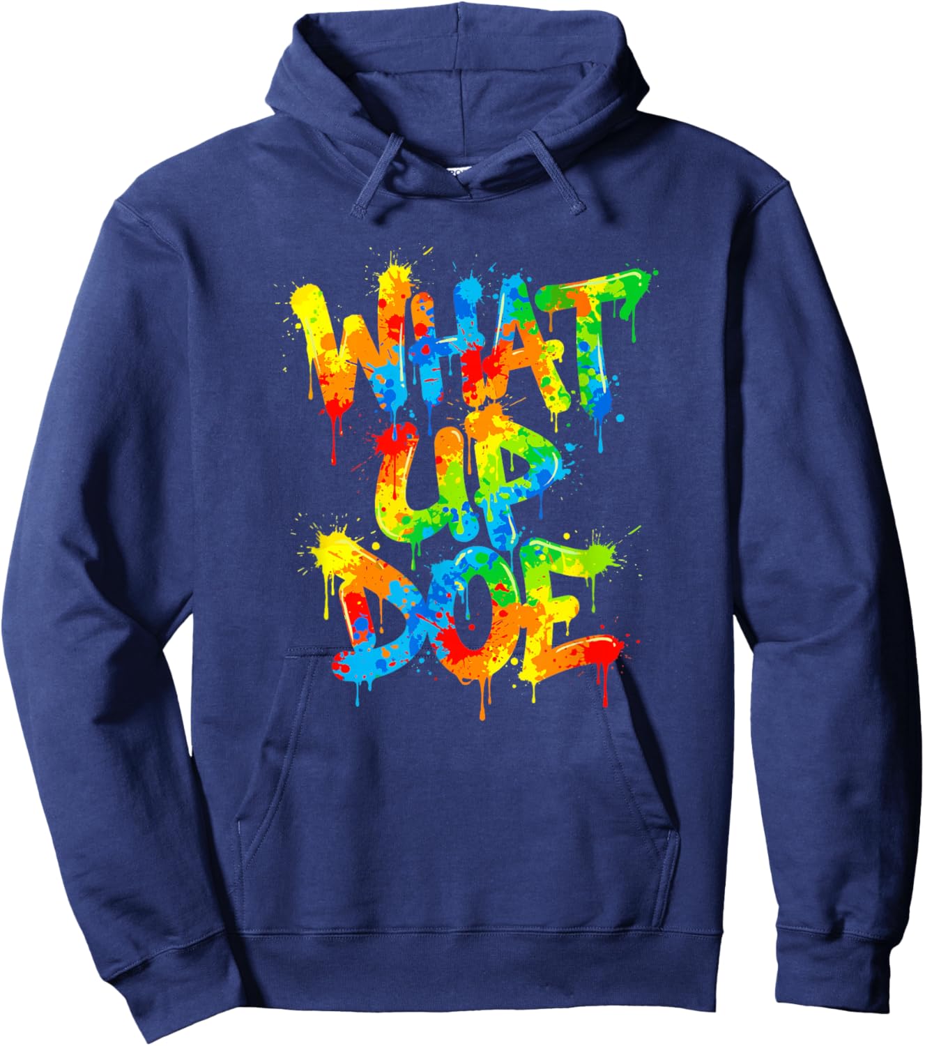 What Up Doe | Graffiti Style Urban Detroit Michigan Hoodie - Hoodie | Navy