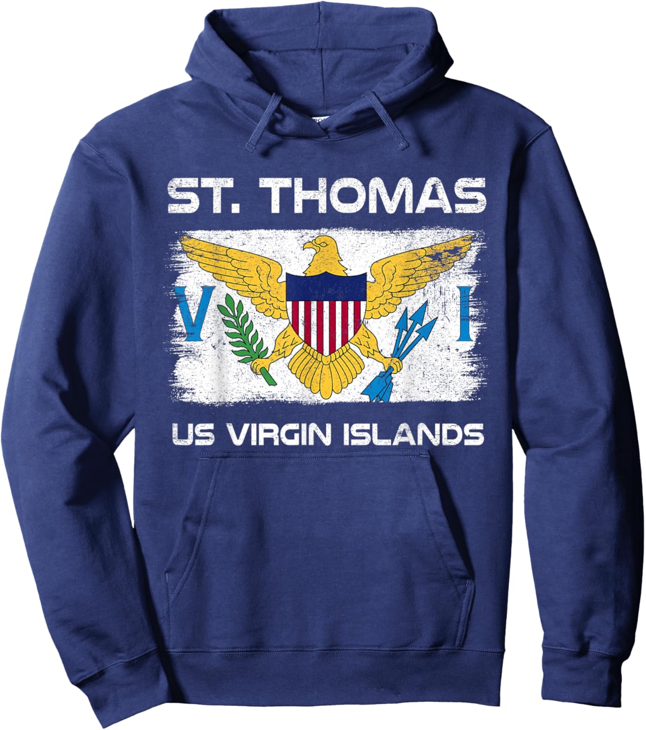 St. Thomas USVI Flag Design USVI Flag Hoodie - Hoodie | Navy
