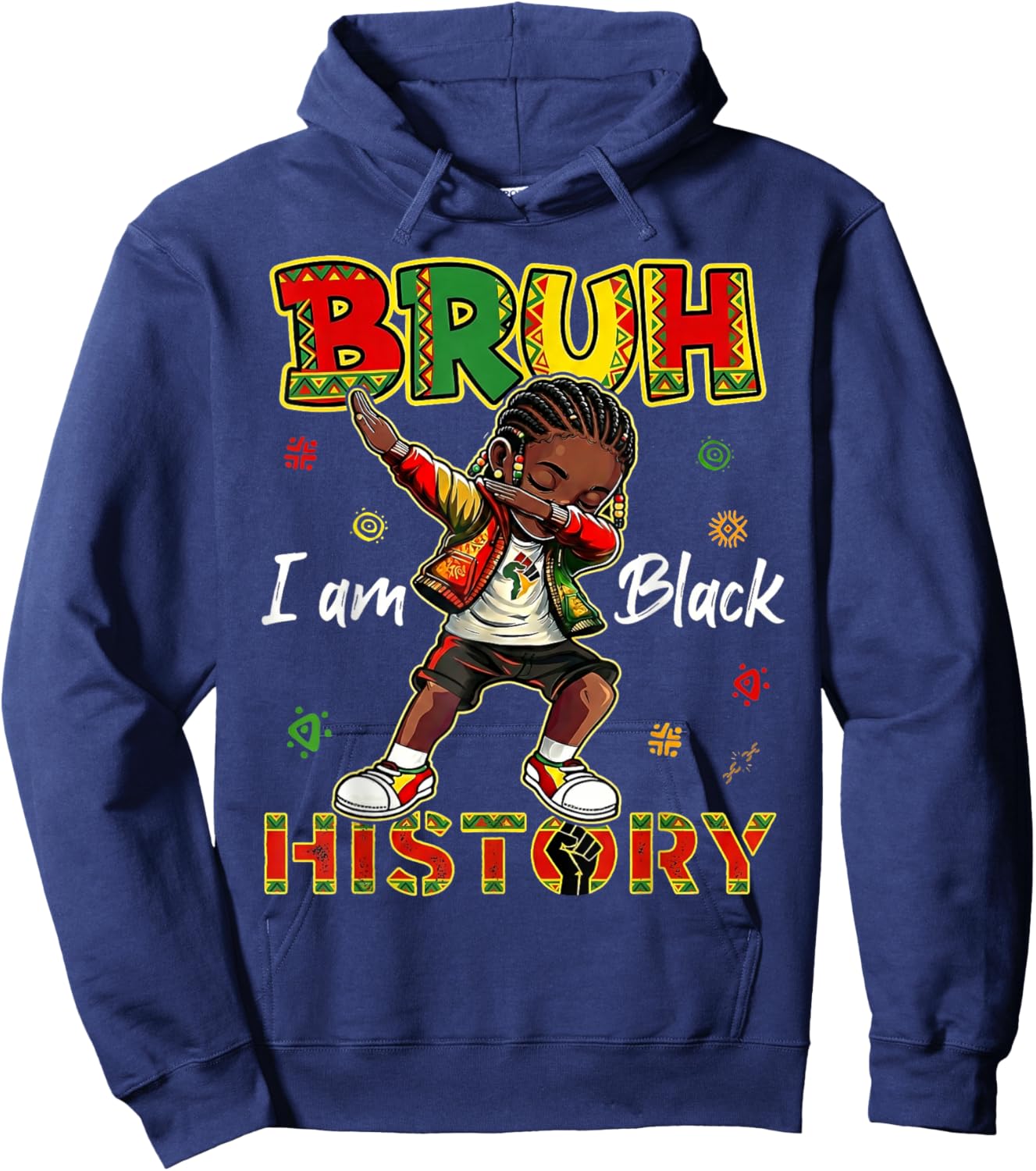 Bruh I Am Black History Month Black Child Magic Afro Kid Boy Hoodie - Hoodie | Navy