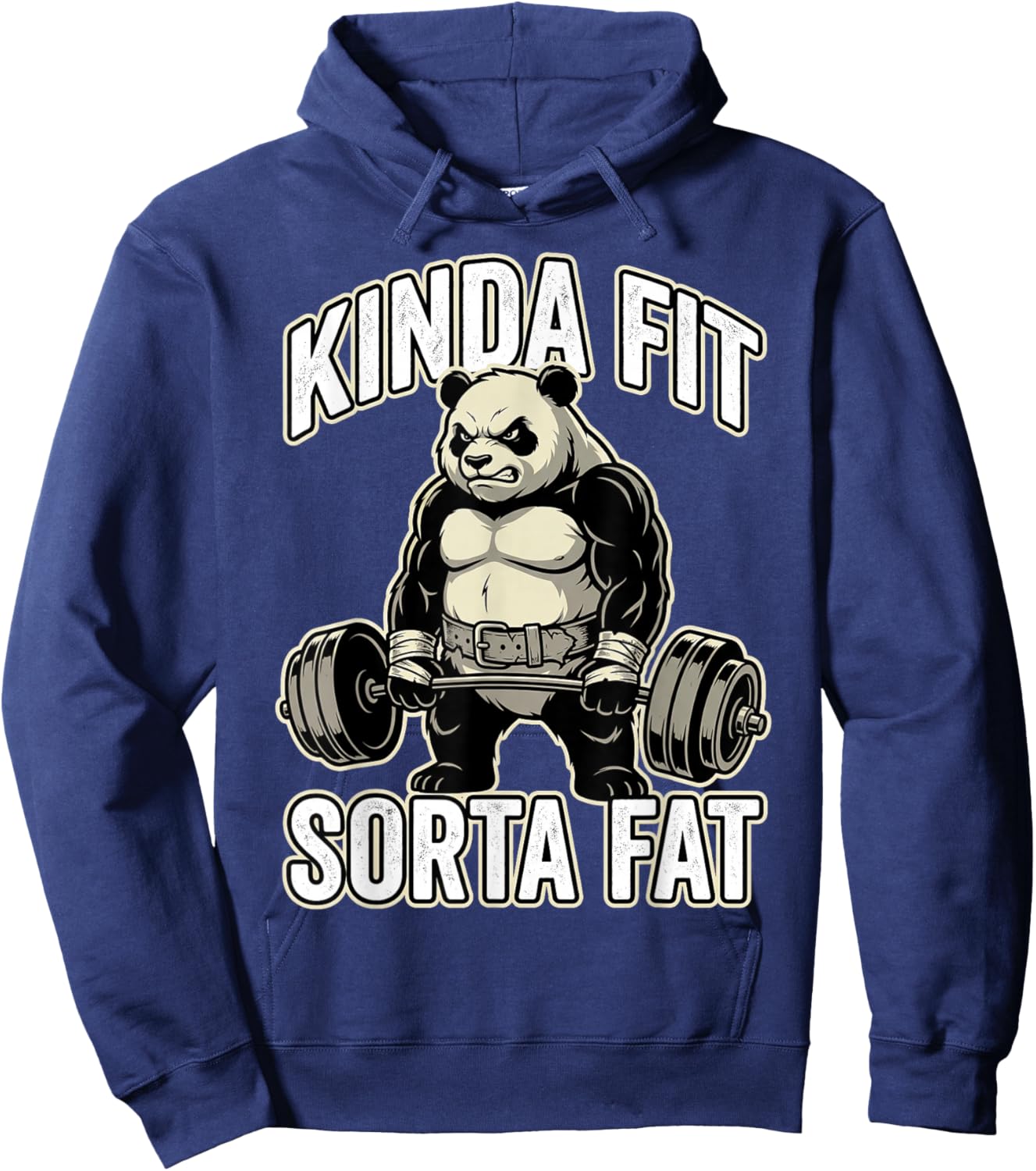 Kinda Fit Sorta Fat Funny Gym Panda Weightlifting Workout Hoodie - Hoodie | Navy