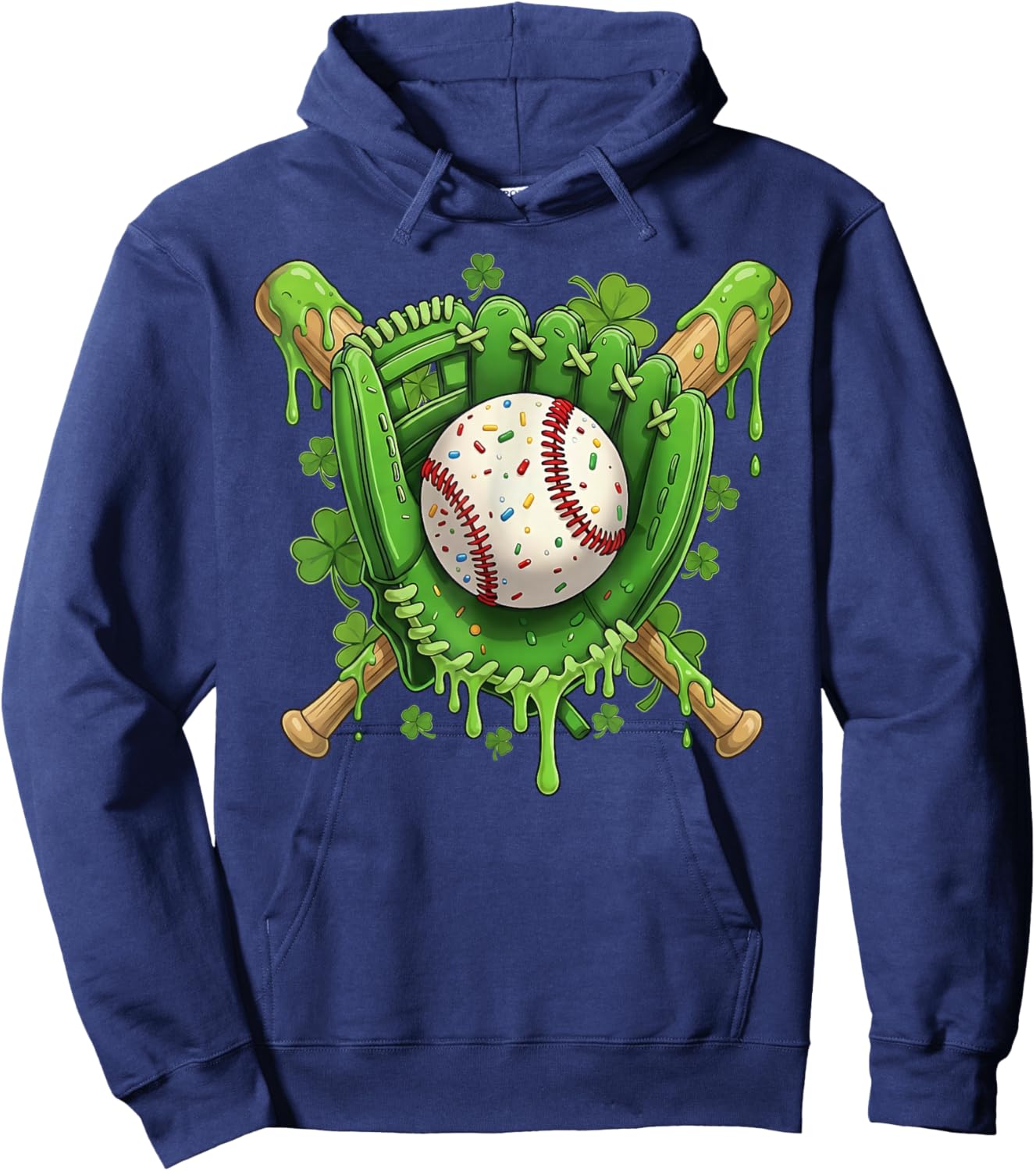Lucky Shamrock Baseball Gloves Drip St Patrick's Day Boys Hoodie - Hoodie | Navy