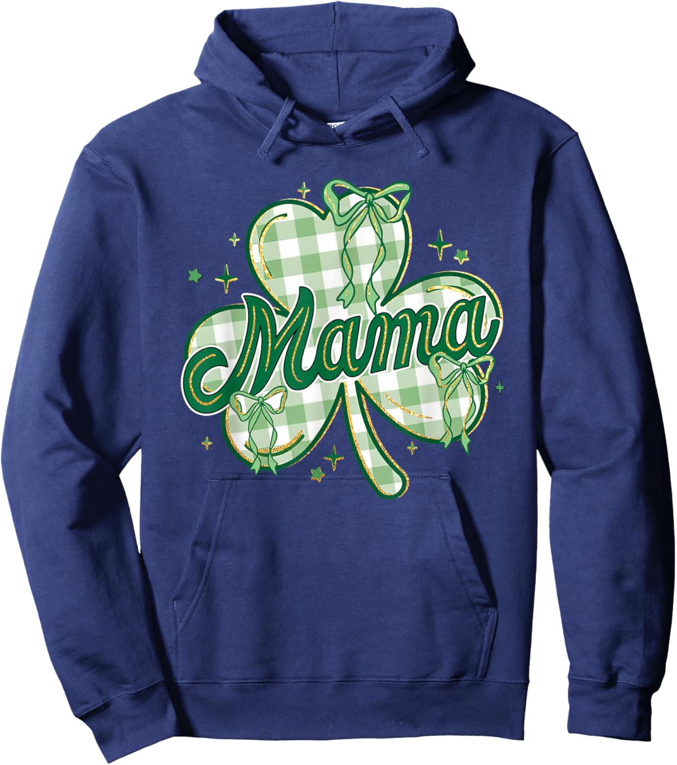 Lucky Mama St Patricks Day Mom Coquette Bow Shamrock Women Hoodie - Hoodie | Navy