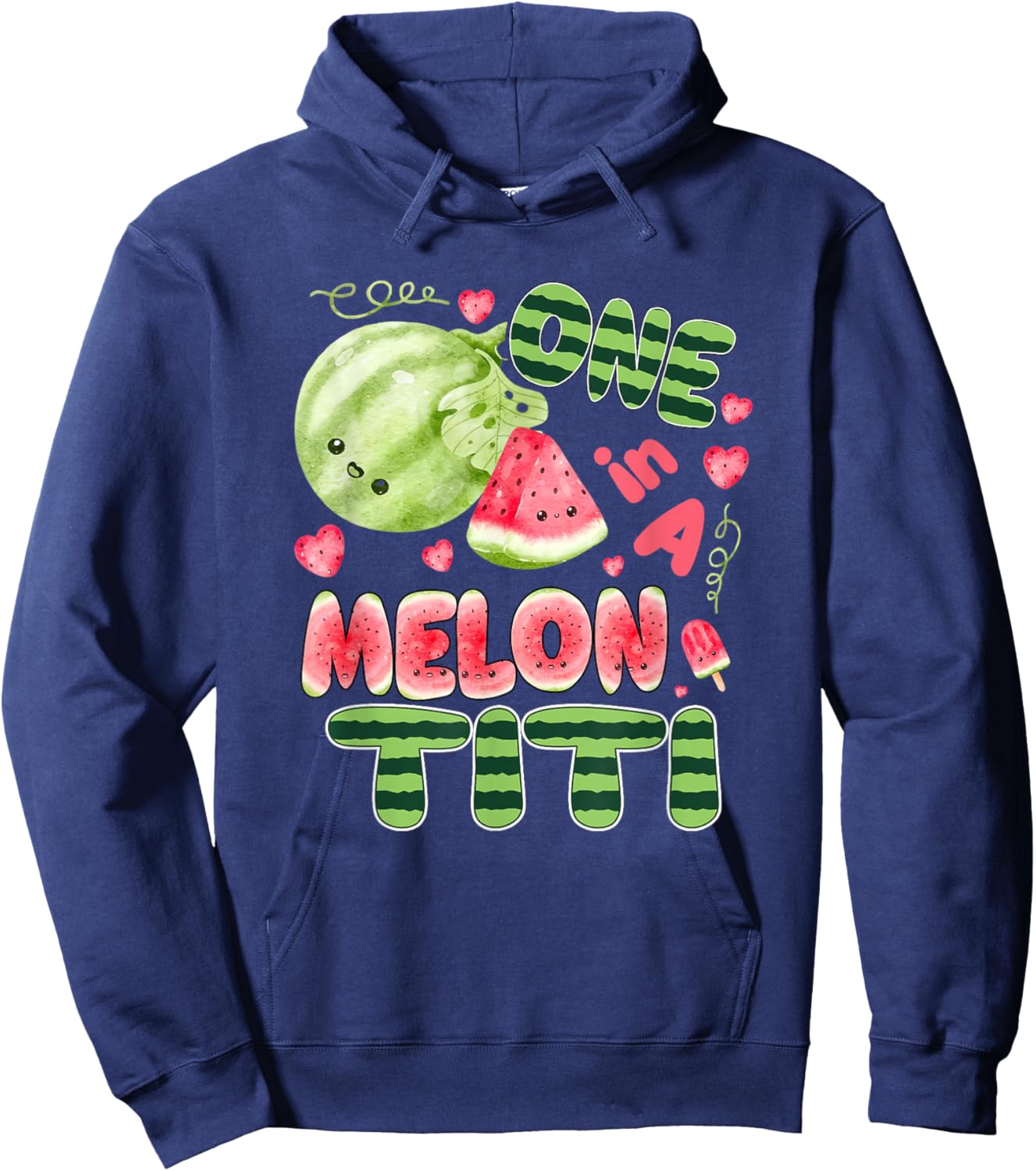 One in a Melon Titi 1st Birthday Party Family Matching Hoodie - Hoodie | Navy