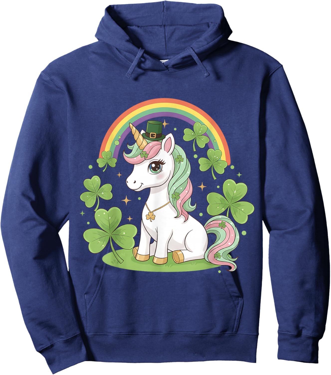 Cute St Patricks Day Unicorn Girls Kids Toddler Lepricorn Hoodie - Hoodie | Navy