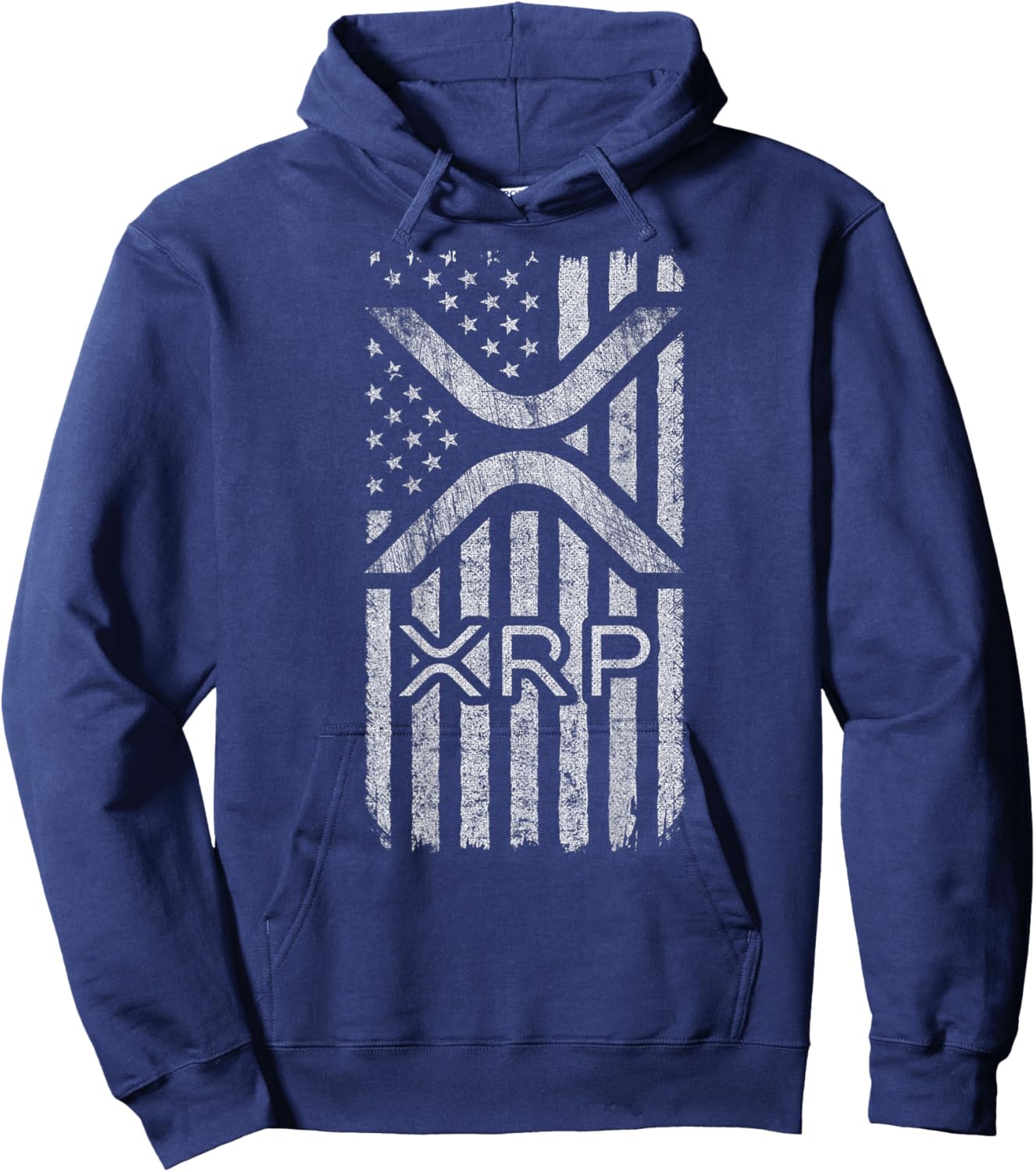 XRP - American Flag XRP Logo Graphic - XRP Crypto Hoodie - Hoodie | Navy