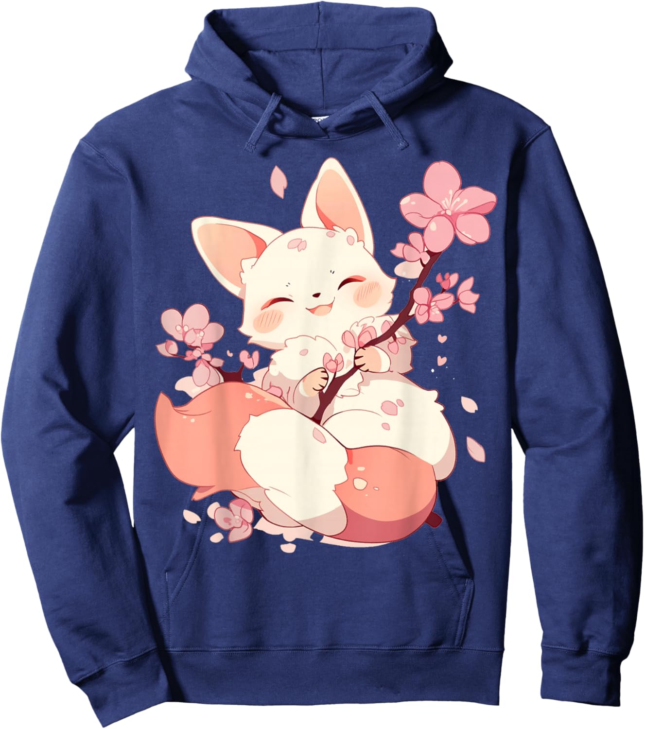 Cute Kitsune Kawaii Fox Sakura Hoodie - Hoodie | Navy