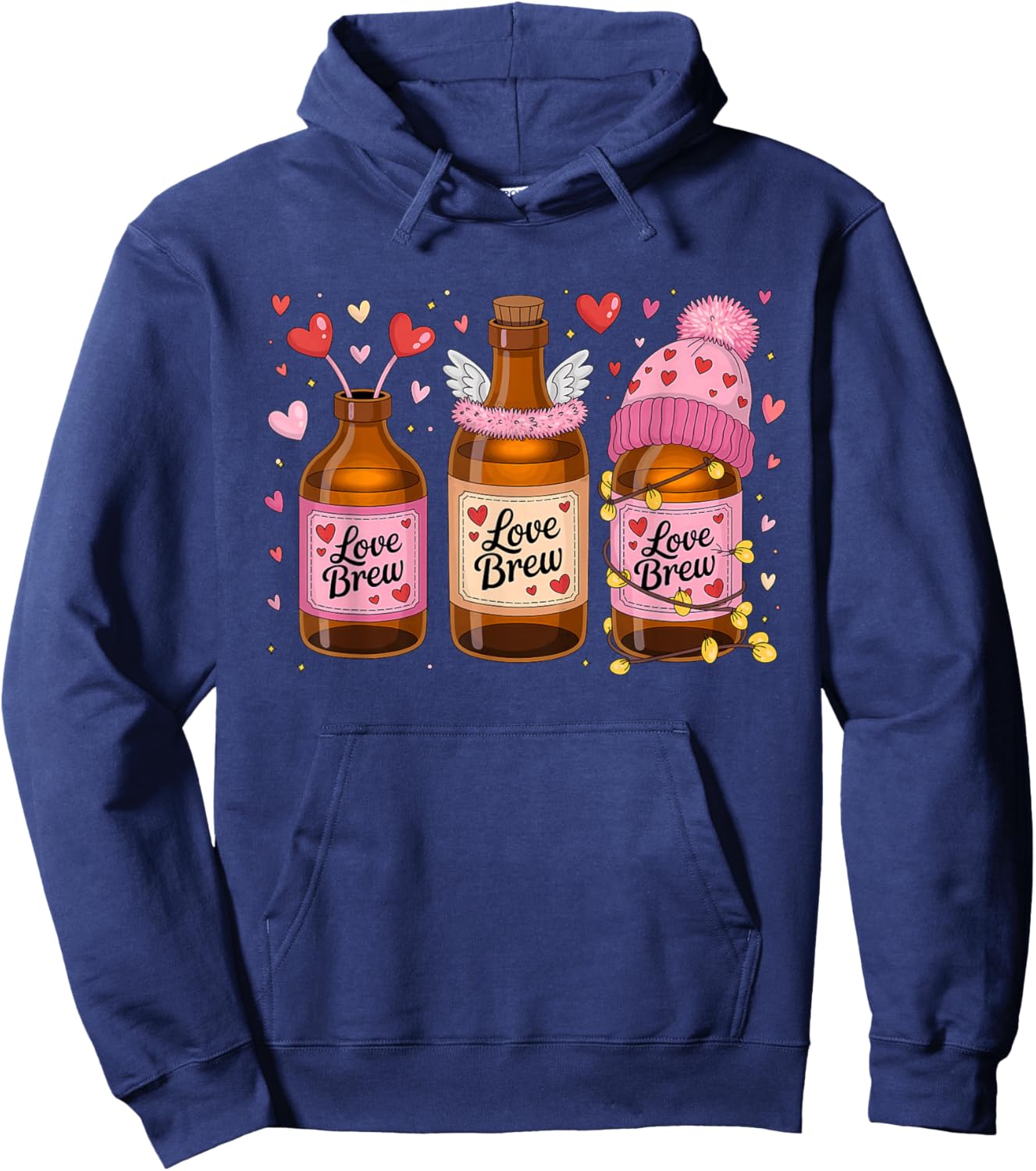 Funny Valentine Beer Design Hoodie - Hoodie | Navy