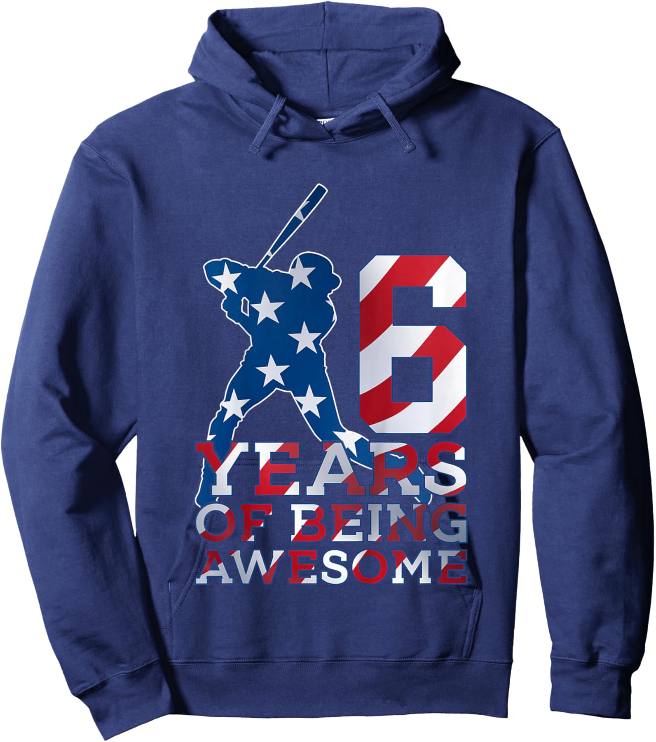 6 Years of Being Awesome Baseball 6TH Birthday Hoodie - Hoodie | Navy