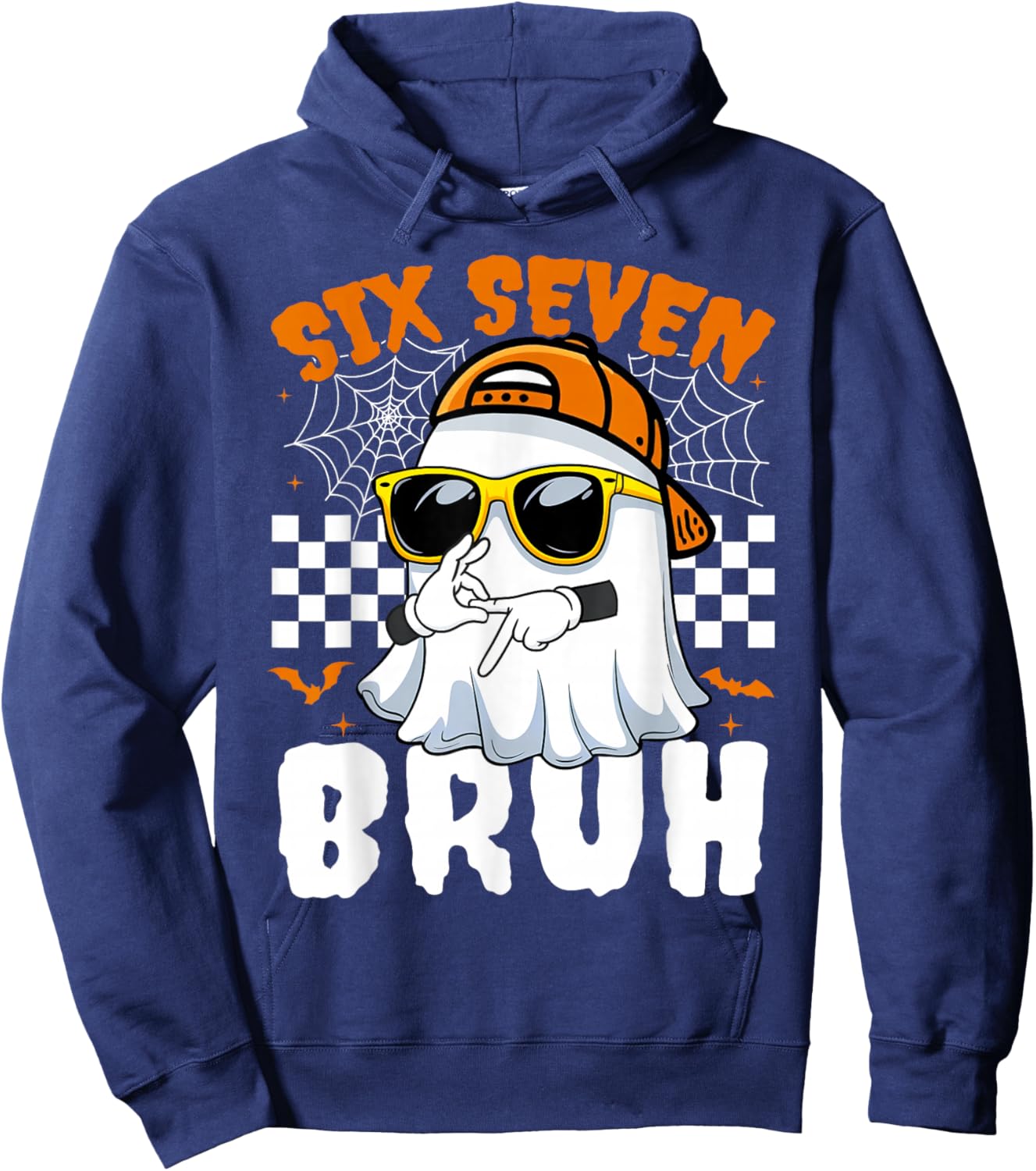 Bruh 67 Halloween Funny Six Seven Meme Brainrot Ghost Kids Hoodie - Hoodie | Navy