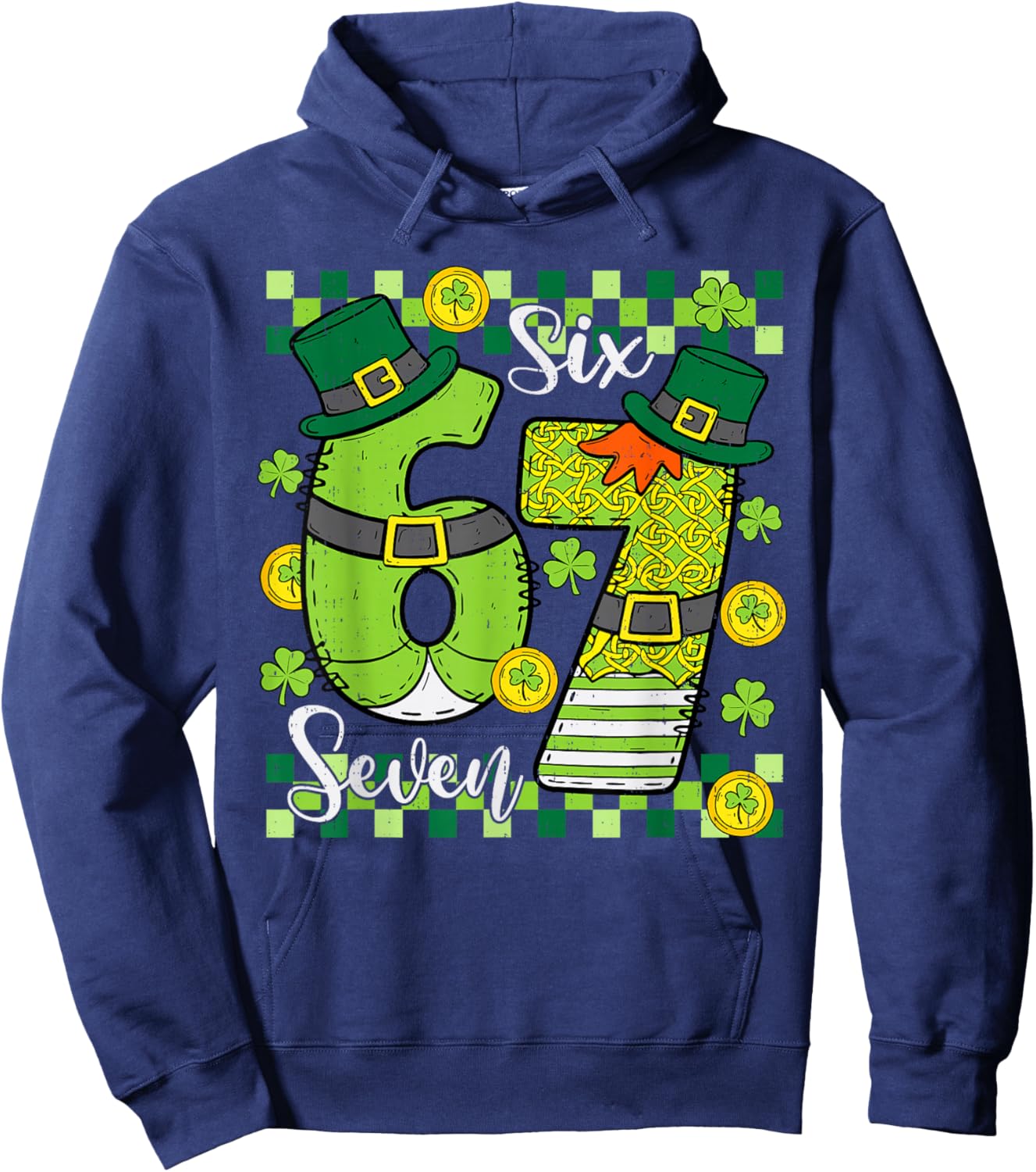 St Patricks Day 67 Six Seven 6 7 Meme Boys Girls Teens Kids Hoodie - Hoodie | Navy