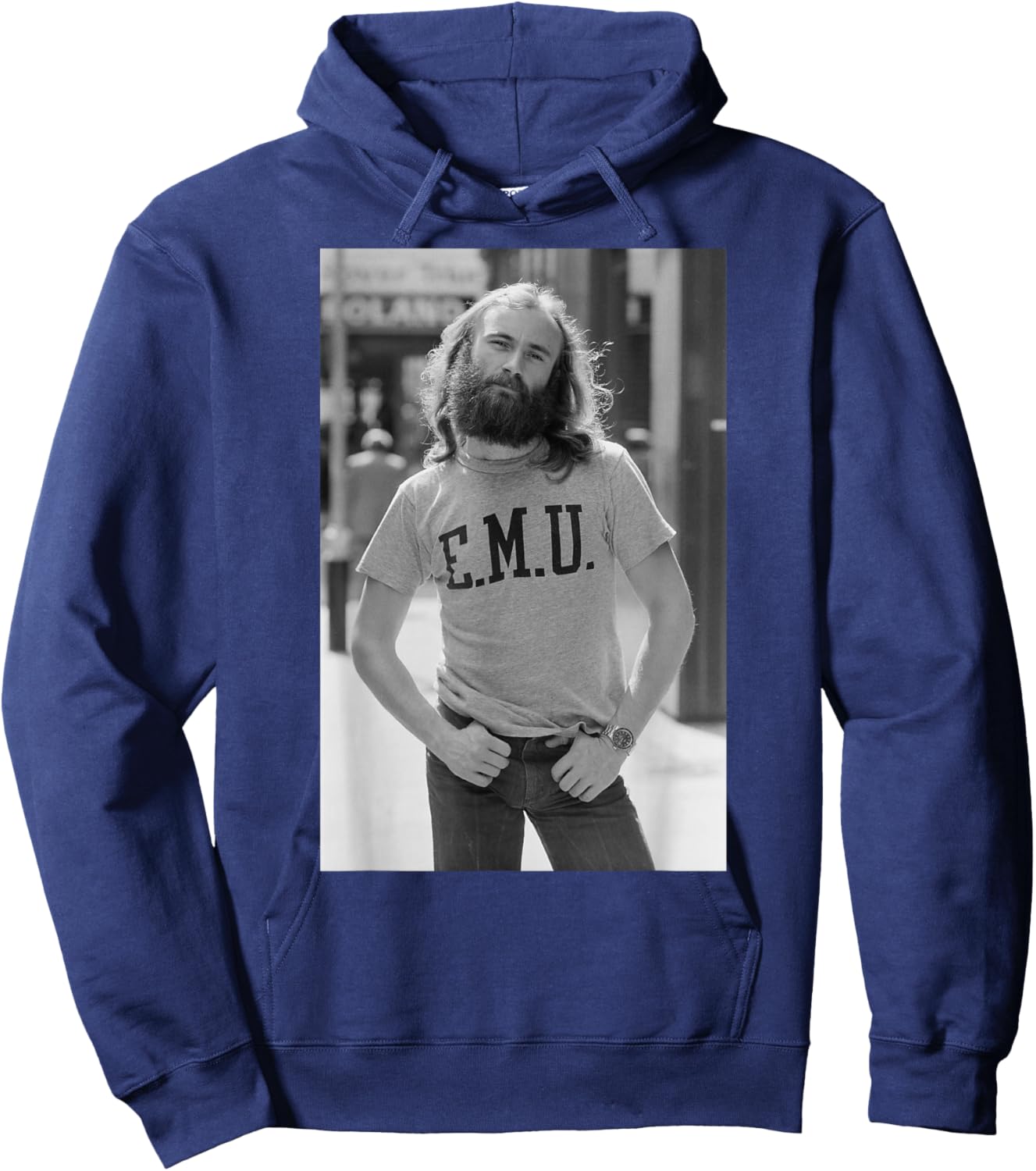 Phil Collins Genesis Lead Singer and Drummer 1977 Hoodie - Hoodie | Navy