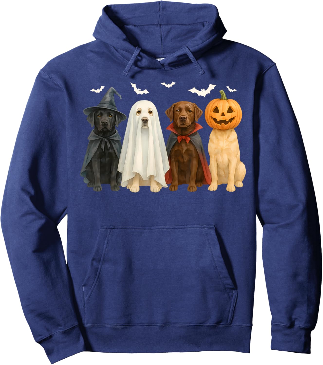 Labrador Ghost Dogs Halloween Costume Women Kids Hoodie - Hoodie | Navy