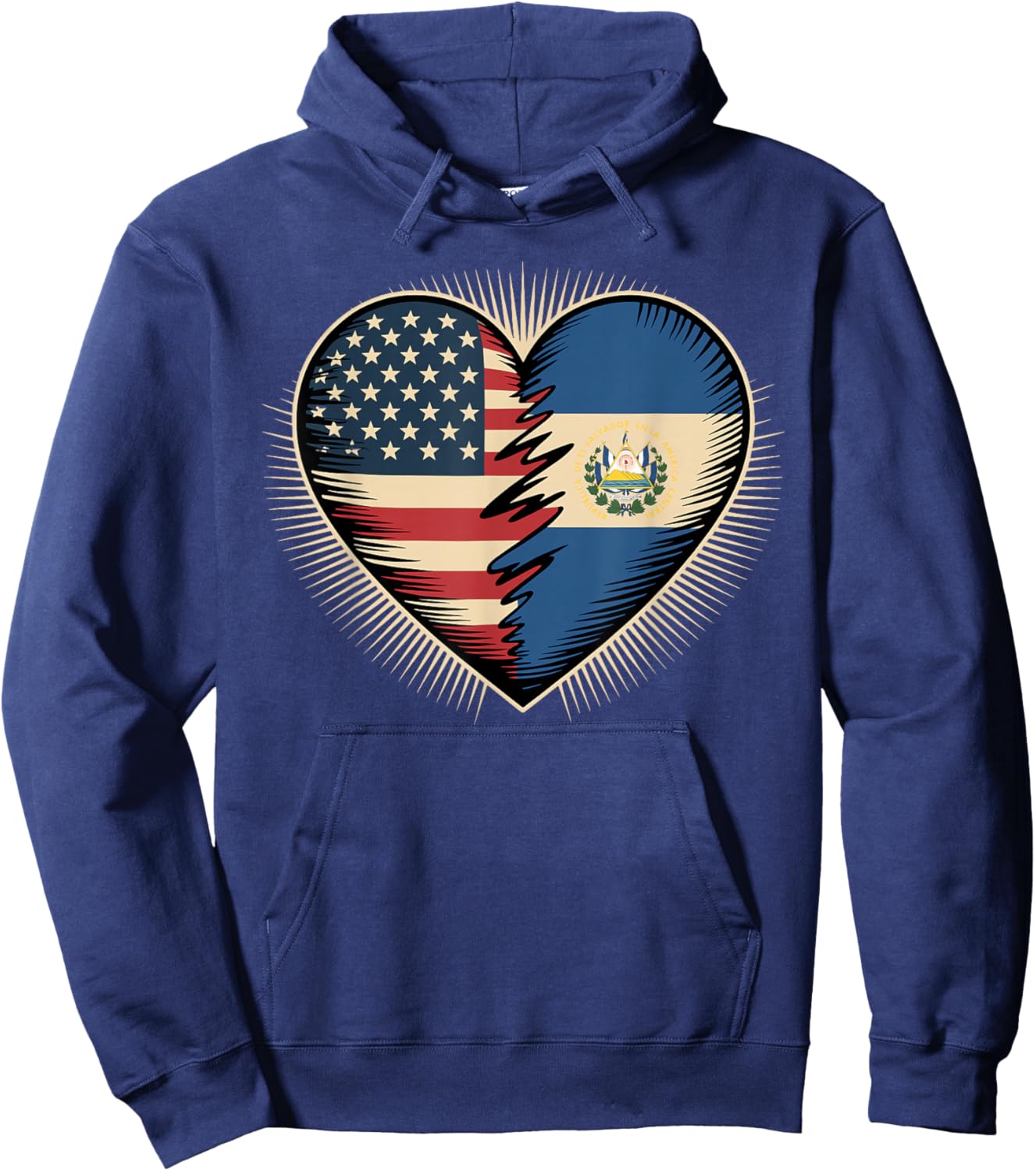 Half American Salvadoran Roots USA El Salvador Hoodie - Hoodie | Navy