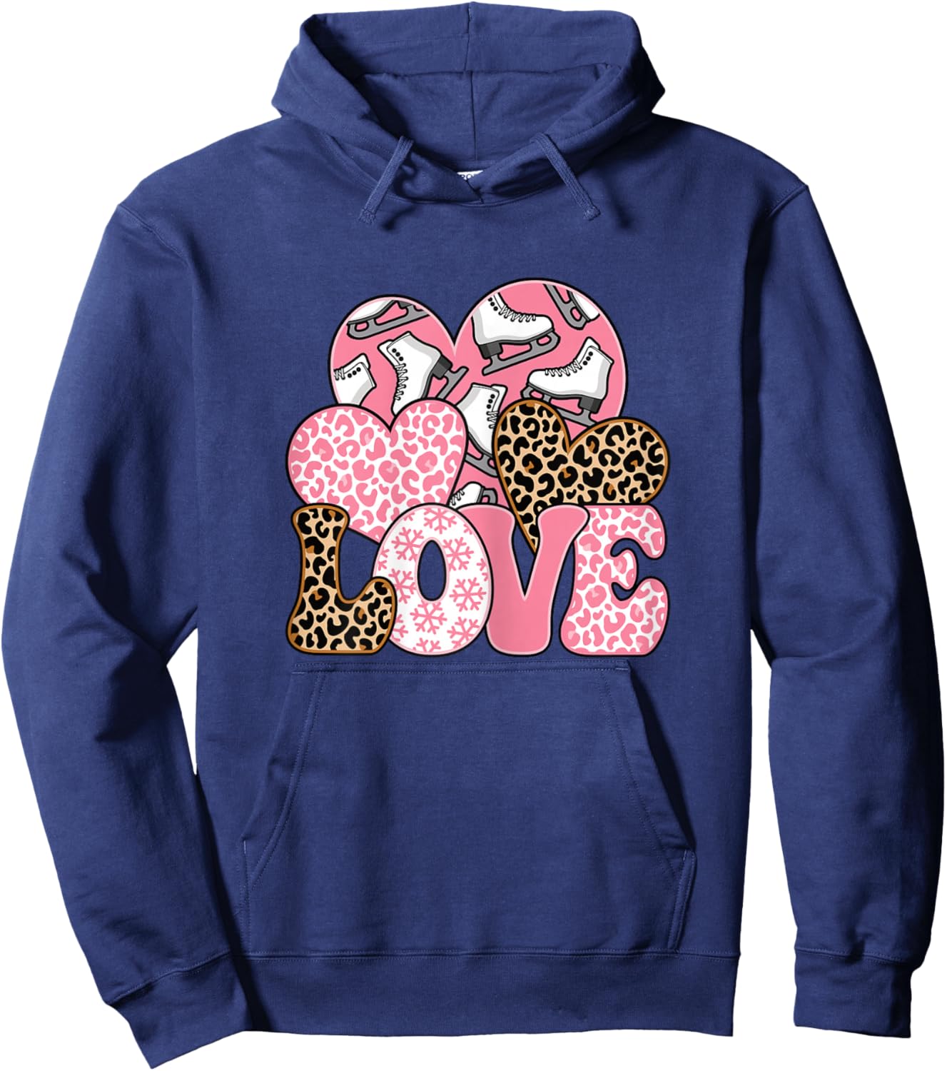 Love Ice Skating Cute Ice Skater Skate Women Girls Hoodie - Hoodie | Navy