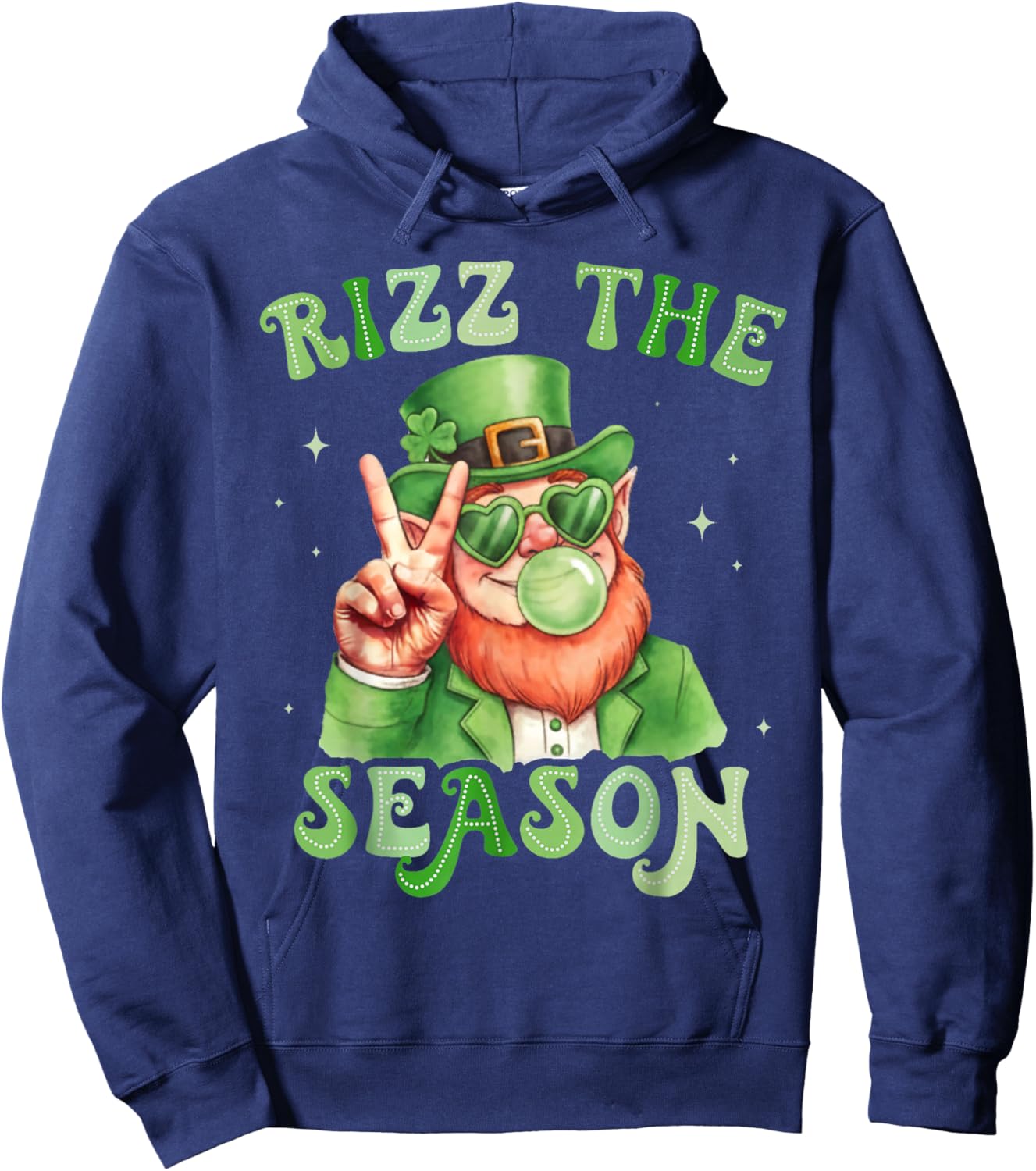St. Patrick's Day Leprechaun Bubble Gum Rizz The Season Hoodie - Hoodie | Navy