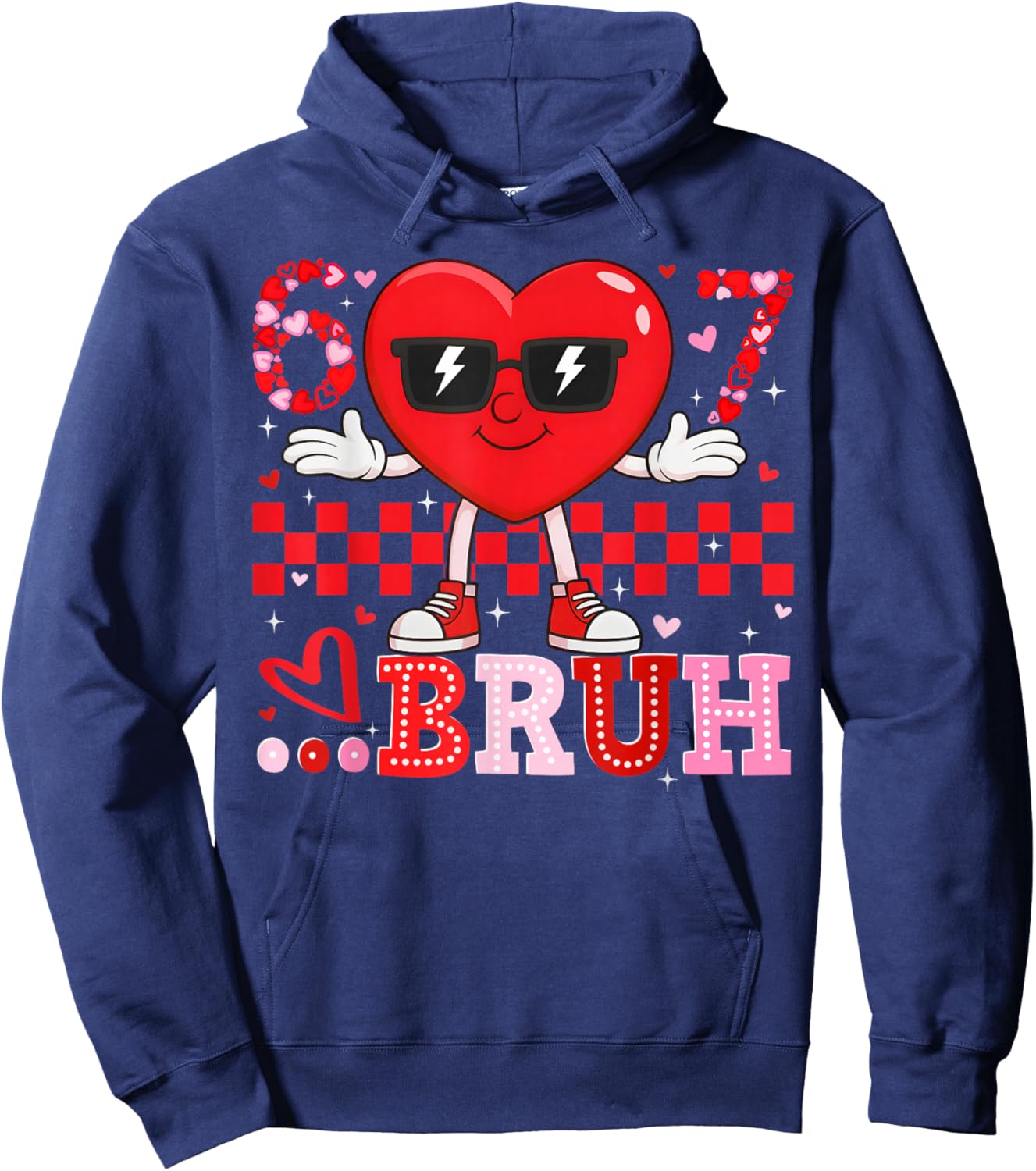 Valentine Six Seven Bruh 6 7 Meme Funny Heart Boy Girl Kid Hoodie - Hoodie | Navy