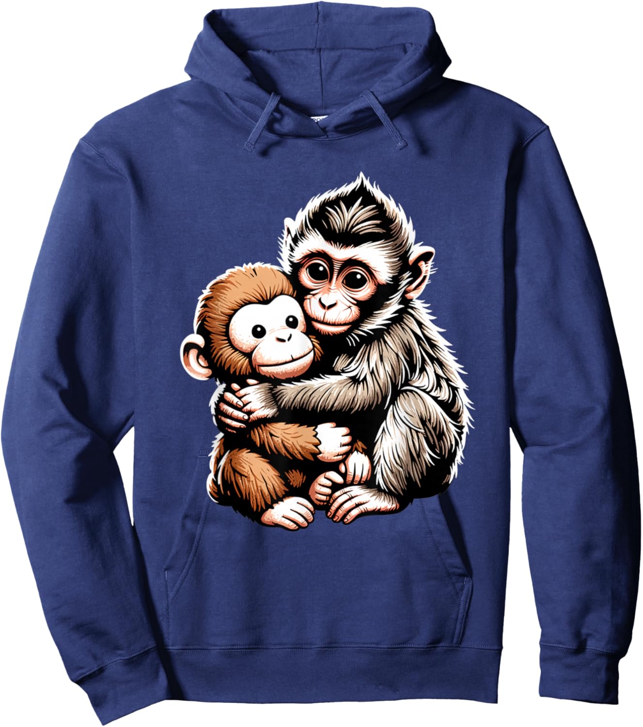 Punch Macaque Baby Monkey Hugging Stuffed Toy Animal Art Hoodie - Hoodie | Navy