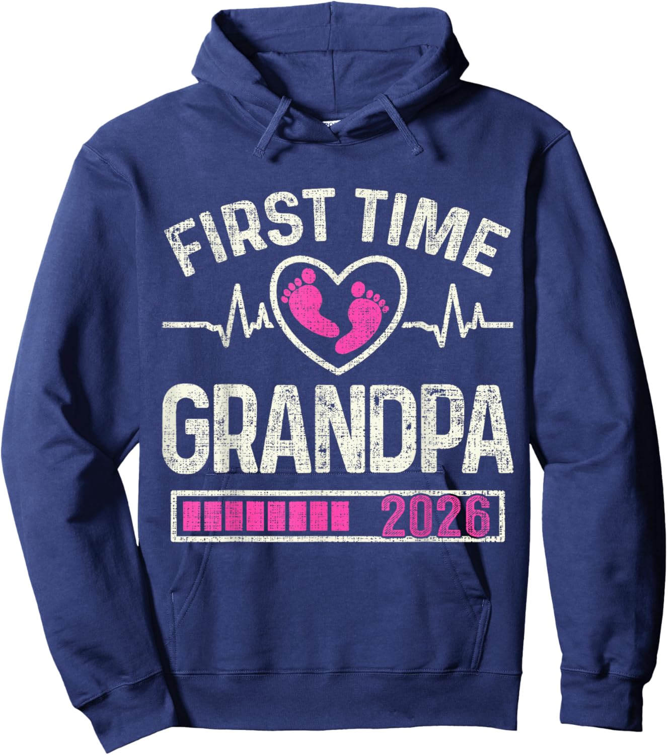 First Time Grandpa 2026 Pregnancy Expecting Baby Grandfather Hoodie - Hoodie | Navy