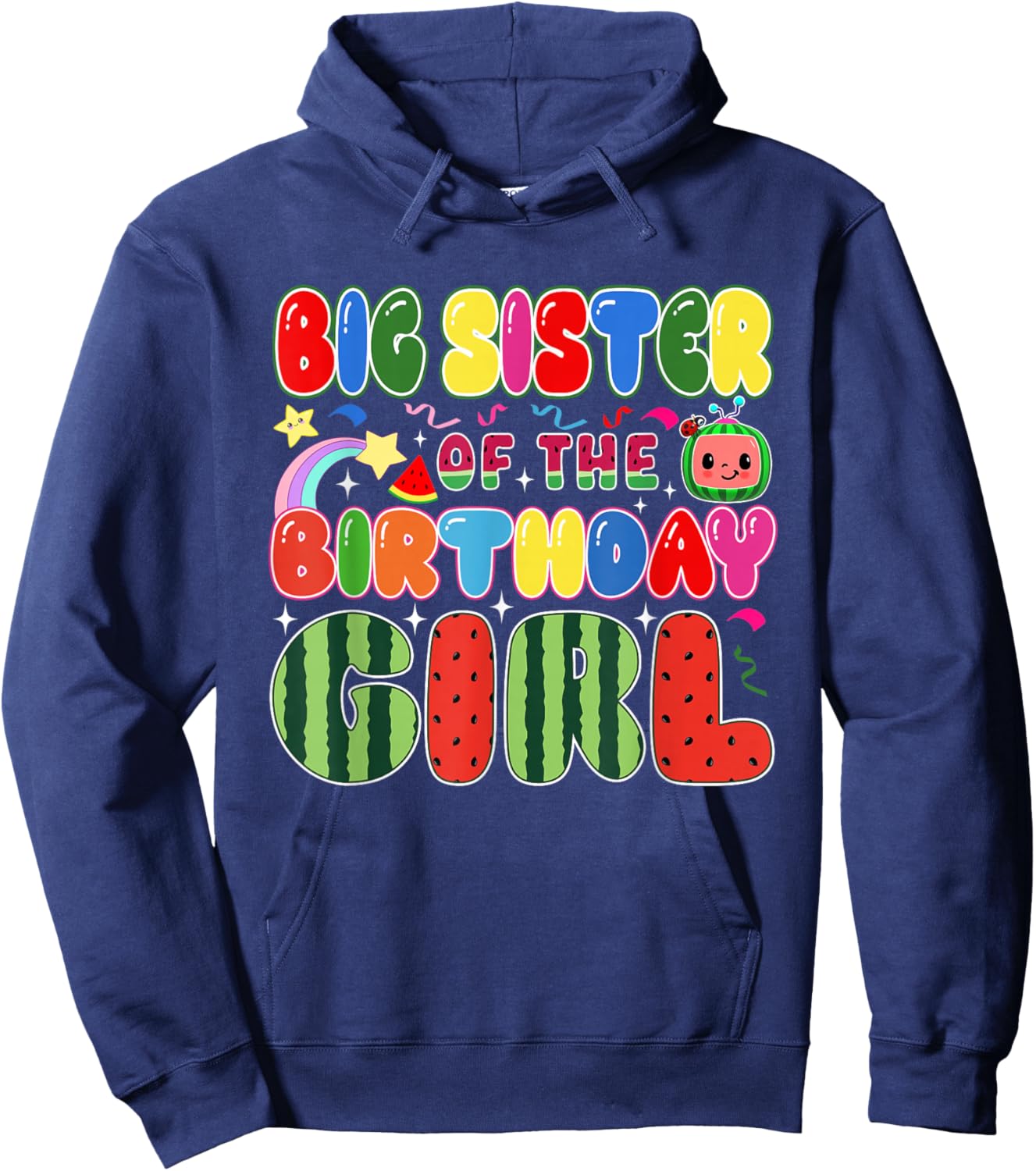 Big Sister of The Birthday Girl Melon Family Matching Funny Hoodie - Hoodie | Navy