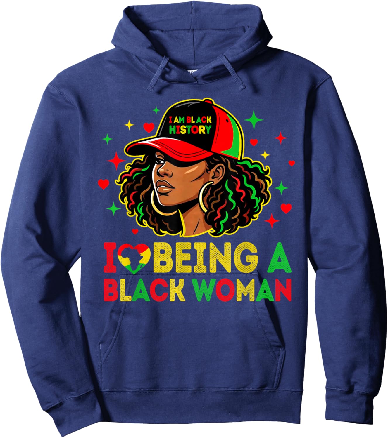 I Love Being A Black Woman Black History Month African Women Hoodie - Hoodie | Navy