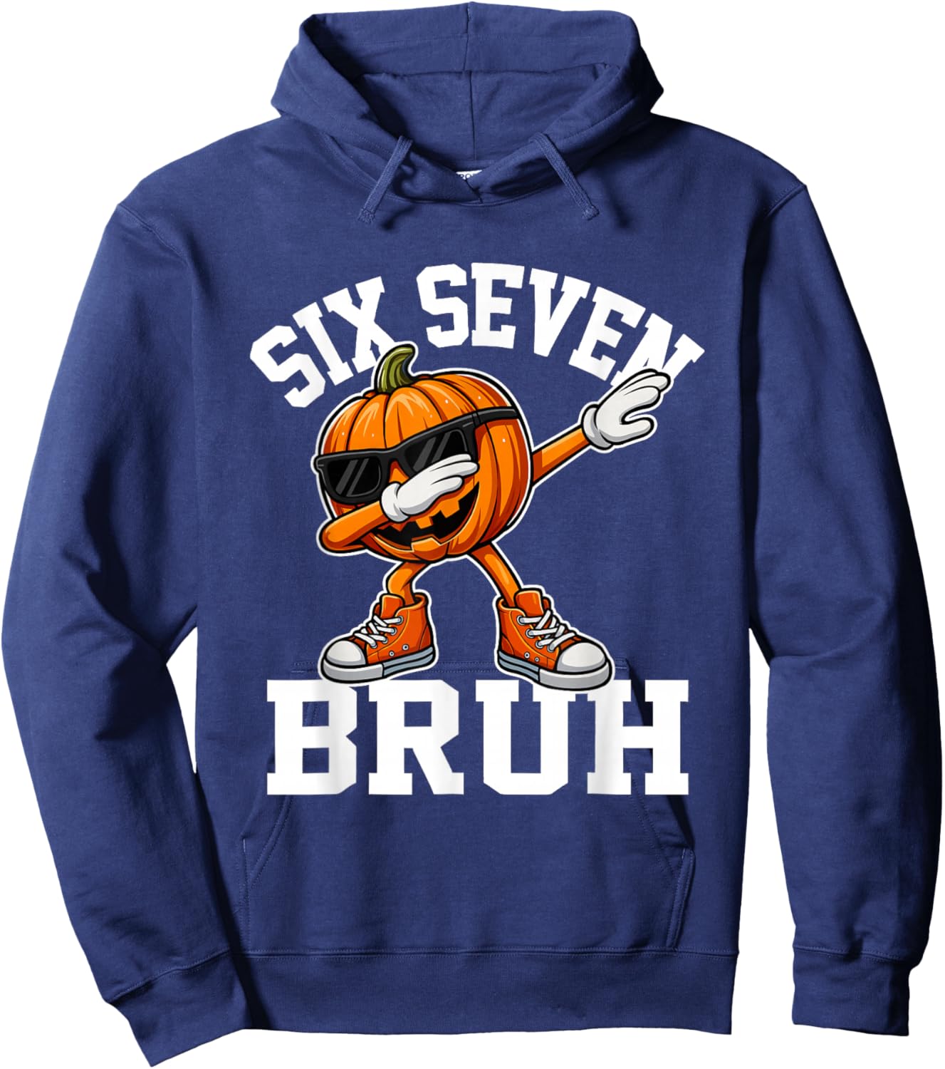 Funny 67 Bruh Halloween Six Seven Meme Brainrot Pumpkin Kids Hoodie - Hoodie | Navy