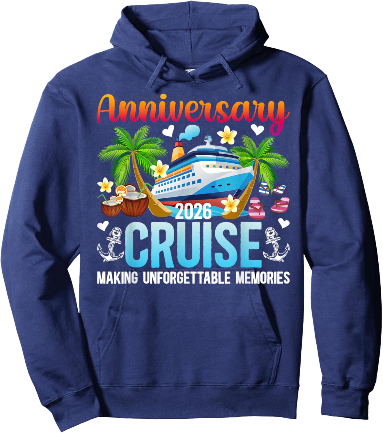 Anniversary Cruise 2026 Making Memories Husband and Wife Hoodie - Hoodie | Navy