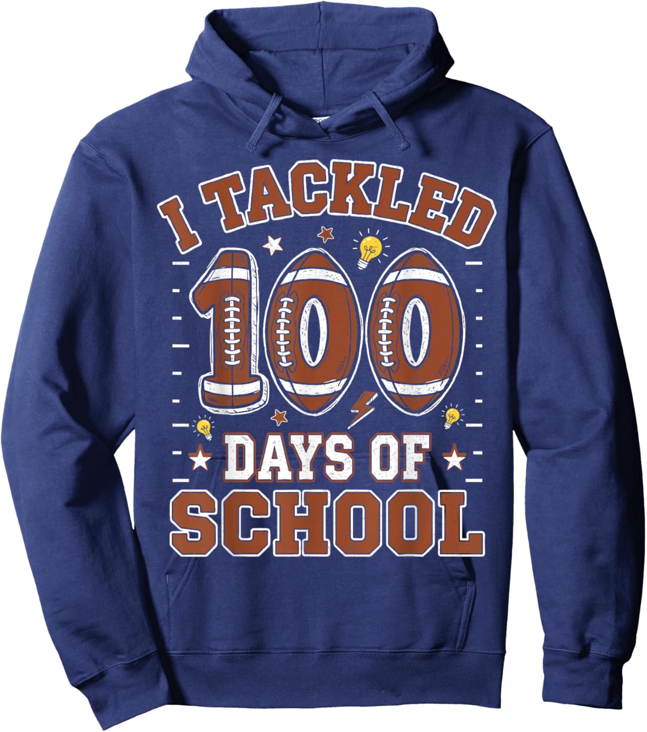 I Tackled 100 Days of School Football 100th Day Kids Boys Hoodie - Hoodie | Navy