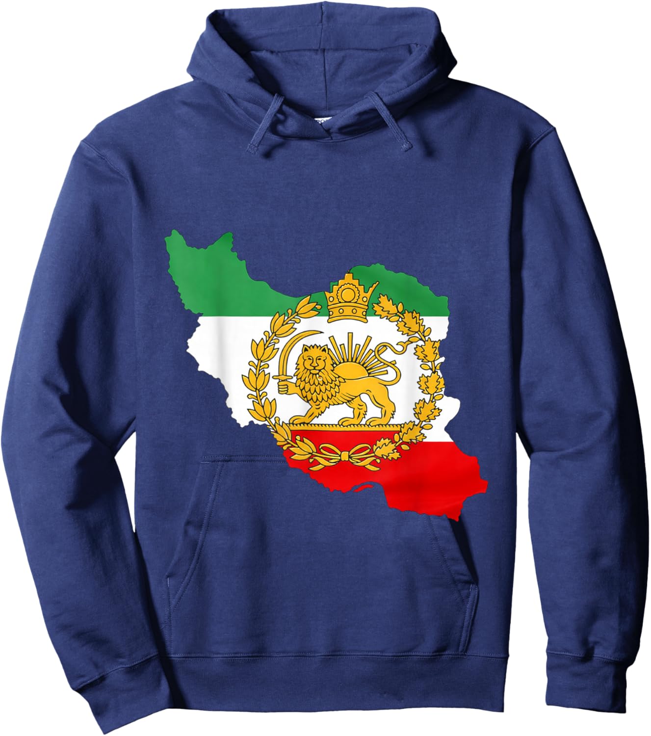 Persian Lion, Iran Map, Iranian Flag, Lion & Sun Flag Hoodie - Hoodie | Navy